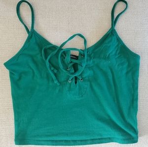 Green lace up tank